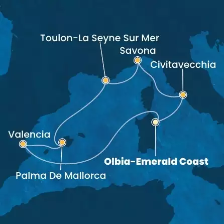 COSTA PACIFICA - Itinerario di 6 notti partendo da OLBIA - COSTA SMERALDA il 19/06/2026 - Italia, Isole Baleari, Spagna