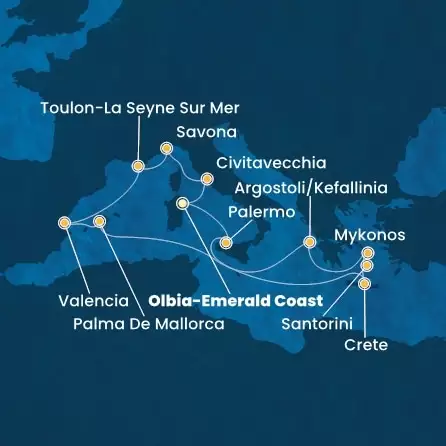 COSTA PACIFICA - Itinerario di 13 notti partendo da OLBIA - COSTA SMERALDA il 19/06/2025 - Italia, Francia, Spagna, Isole Baleari, Grecia