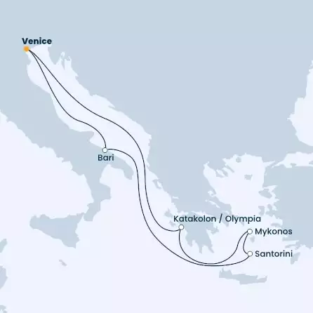 COSTA DELIZIOSA - Itinerario di 6 notti partendo da Venezia (Marghera) il 27/05/2023 - Grecia, Italia