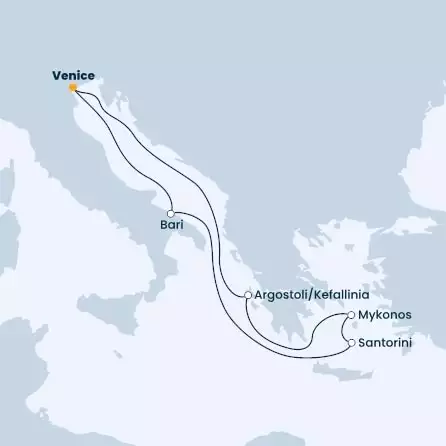 COSTA DELIZIOSA - Itinerario di 6 notti partendo da Venezia (Marghera) il 24/06/2023 - Grecia, Italia