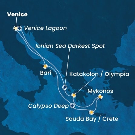 COSTA DELIZIOSA - Itinerario di 6 notti partendo da Venezia (Marghera) il 31/05/2025 - Italia, Grecia