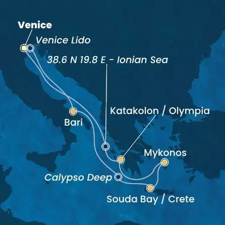 COSTA DELIZIOSA - Itinerario di 6 notti partendo da Venezia (Marghera) il 28/06/2025 - Italia, Grecia