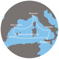 COSTA FASCINOSA - Itinerario di 6 notti partendo da PALERMO il 04/09/2018 - Italia, Isole Baleari, Spagna