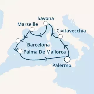COSTA DIADEMA - Itinerario di 6 notti partendo da PALERMO il 10/10/2019 - Italia, Francia, Spagna, Isole Baleari