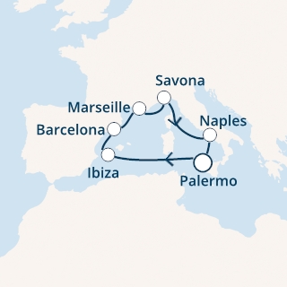COSTA DIADEMA - Itinerario di 6 notti partendo da PALERMO il 07/07/2020 - Italia, Isole Baleari, Spagna, Francia