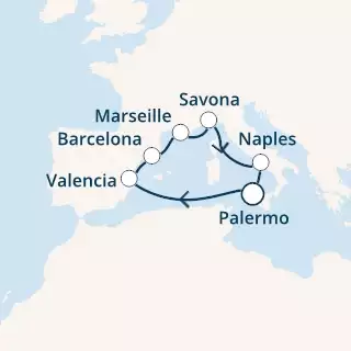 COSTA MAGICA - Itinerario di 6 notti partendo da PALERMO il 12/11/2019 - Italia, Spagna, Francia