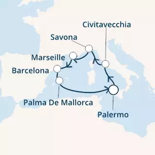 COSTA SMERALDA - Itinerario di 6 notti partendo da PALERMO il 27/05/2021 - Italia, Francia, Spagna, Isole Baleari