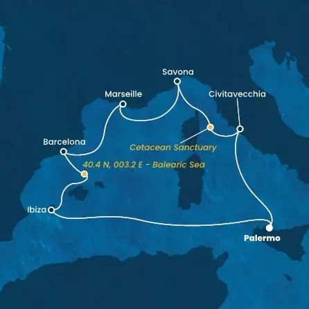 COSTA TOSCANA - Itinerario di 6 notti partendo da PALERMO il 26/09/2024 - Italia, Francia, Spagna, Isole Baleari