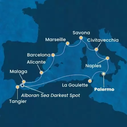 COSTA TOSCANA - Itinerario di 11 notti partendo da PALERMO il 11/01/2026 - Italia, Francia, Spagna, Marocco
