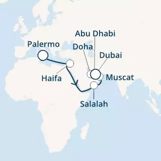 COSTA PACIFICA - Itinerario di 16 notti partendo da PALERMO il 30/11/2021 - Italia, Oman, Emirati Arabi Uniti