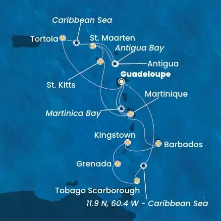 COSTA FORTUNA - Itinerario di 13 notti partendo da GUADALUPA il 06/12/2024 - Antille, Trinidad e Tobago, Isole Vergini