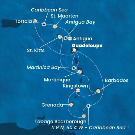 COSTA FORTUNA - Itinerario di 13 notti partendo da GUADALUPA il 14/02/2025 - Antille, Trinidad e Tobago, Isole Vergini