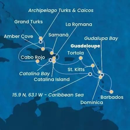 COSTA PACIFICA - Itinerario di 13 notti partendo da GUADALUPA il 22/01/2026 - Antille, Isole Vergini, Repubblica Dominicana, Isole Turks, Dominica