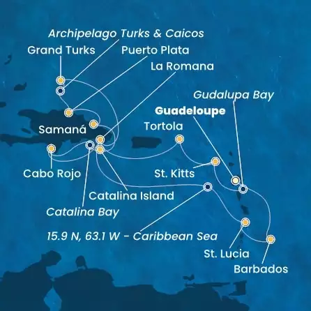 COSTA PACIFICA - Itinerario di 13 notti partendo da GUADALUPA il 05/02/2026 - Antille, Isole Vergini, Repubblica Dominicana, Isole Turks