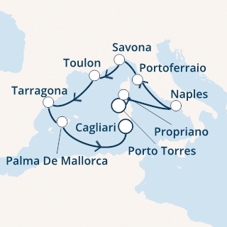 Italia, Corsica (Francia), Spagna, Isole Baleari