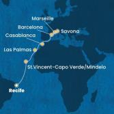 Brasile, Capo Verde, Isole Canarie, Marocco, Spagna, Francia, Italia