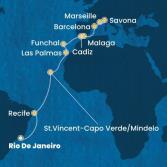 Brasile, Capo Verde, Isole Canarie, Madera, Spagna, Francia, Italia