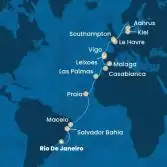 Brasile, Isole Canarie, Marocco, Spagna, Portogallo, Francia, Gran Bretagna, Danimarca, Germania