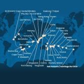 Cile, Polinesia, Tonga, Fiji, Australia, Giappone, Sud Korea, Taiwan, Cina, Vietnam, Singapore, Malesia, Sri Lanka, Maldive