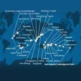 Cile, Polinesia, Tonga, Fiji, Australia, Giappone, Sud Korea, Taiwan, Cina, Vietnam, Singapore, Malesia, Sri Lanka, Maldive