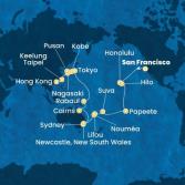 Stati Uniti, Hawai, Polinesia, Fiji, Australia, Giappone, Sud Korea, Taiwan, Cina