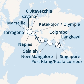 Singapore, Malesia, Sri Lanka, India, Oman, Grecia, Italia, Francia, Spagna