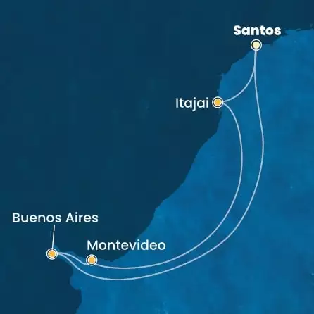 COSTA DIADEMA - Itinerario di 6 notti partendo da SANTOS il 15/02/2026 - Brasile, Argentina, Uruguay