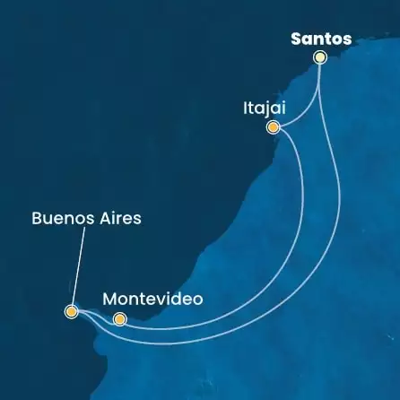 COSTA DIADEMA - Itinerario di 6 notti partendo da SANTOS il 29/03/2025 - Brasile, Uruguay, Argentina