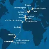 Brasile, Isole Canarie, Marocco, Spagna, Portogallo, Francia, Gran Bretagna, Belgio, Germania, Danimarca