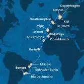 Brasile, Isole Canarie, Marocco, Spagna, Portogallo, Francia, Gran Bretagna, Danimarca, Germania