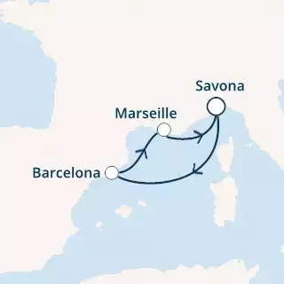COSTA MAGICA - Itinerario di 3 notti partendo da SAVONA il 10/10/2019 - Italia, Spagna, Francia