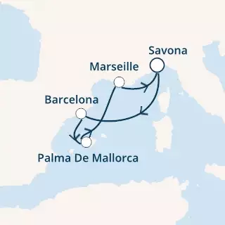 COSTA MAGICA - Itinerario di 4 notti partendo da SAVONA il 14/09/2019 - Italia, Spagna, Isole Baleari, Francia