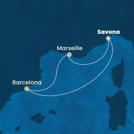 COSTA FASCINOSA - Itinerario di 3 notti partendo da SAVONA il 01/12/2024 - Italia, Francia, Spagna