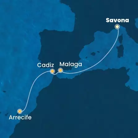COSTA DIADEMA - Itinerario di 4 notti partendo da SAVONA il 03/11/2024 - Italia, Spagna, Isole Canarie