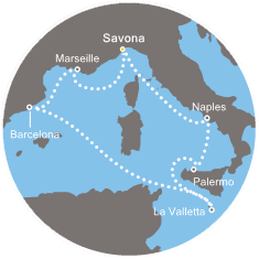 COSTA MEDITERRANEA - Itinerario di 6 notti partendo da SAVONA il 29/01/2017 - Italia, Malta, Spagna, Francia