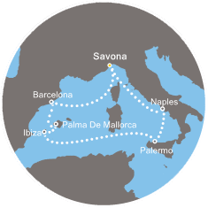 COSTA FASCINOSA - Itinerario di 6 notti partendo da SAVONA il 30/07/2017 - Italia, Isole Baleari, Spagna