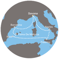 COSTA FASCINOSA - Itinerario di 6 notti partendo da SAVONA il 12/08/2018 - Italia, Isole Baleari, Spagna