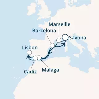 COSTA FAVOLOSA - Itinerario di 9 notti partendo da SAVONA il 11/10/2019 - Italia, Francia, Spagna, Portogallo