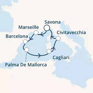 COSTA DIADEMA - Itinerario di 6 notti partendo da SAVONA il 14/09/2019 - Italia, Francia, Spagna, Isole Baleari