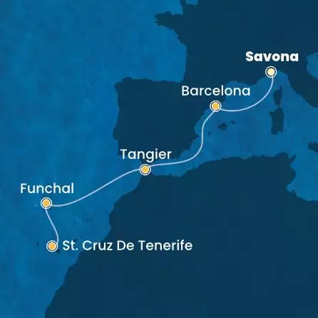 COSTA PACIFICA - Itinerario di 5 notti partendo da SAVONA il 03/11/2024 - Italia, Spagna, Marocco, Madera, Isole Canarie