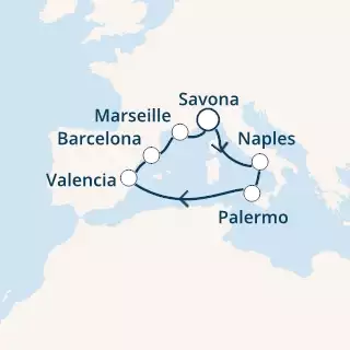 COSTA MAGICA - Itinerario di 6 notti partendo da SAVONA il 10/11/2019 - Italia, Spagna, Francia