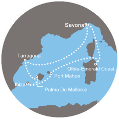 COSTA VICTORIA - Itinerario di 6 notti partendo da SAVONA il 22/07/2018 - Italia, Isole Baleari, Spagna