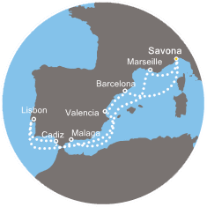 COSTA FAVOLOSA - Itinerario di 9 notti partendo da SAVONA il 11/11/2018 - Italia, Francia, Spagna, Portogallo