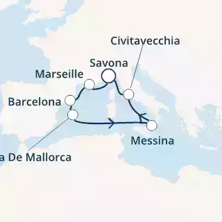 COSTA SMERALDA - Itinerario di 6 notti partendo da SAVONA il 24/07/2021 - Italia, Francia, Spagna, Isole Baleari