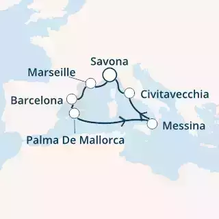 COSTA SMERALDA - Itinerario di 6 notti partendo da SAVONA il 18/09/2021 - Italia, Francia, Spagna, Isole Baleari