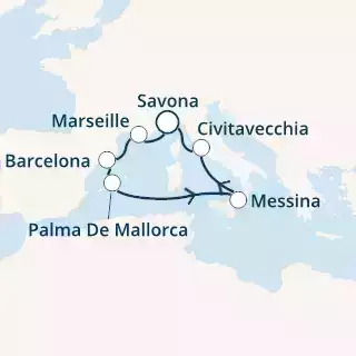 COSTA SMERALDA - Itinerario di 6 notti partendo da SAVONA il 16/10/2021 - Italia, Francia, Spagna, Isole Baleari