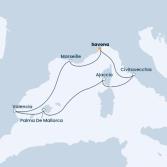 Italia, Corsica (Francia), Isole Baleari, Spagna, Francia