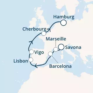 COSTA FORTUNA - Itinerario di 8 notti partendo da SAVONA il 28/04/2020 - Italia, Francia, Spagna, Portogallo, Germania