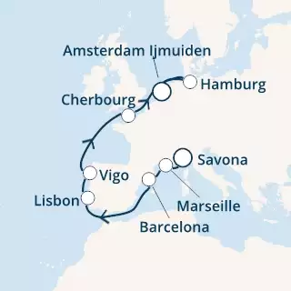 COSTA FORTUNA - Itinerario di 9 notti partendo da SAVONA il 28/04/2020 - Italia, Francia, Spagna, Portogallo, Germania