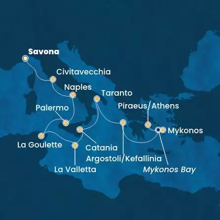 COSTA FASCINOSA - Itinerario di 9 notti partendo da SAVONA il 31/05/2026 - Italia, Tunisia, Malta, Grecia